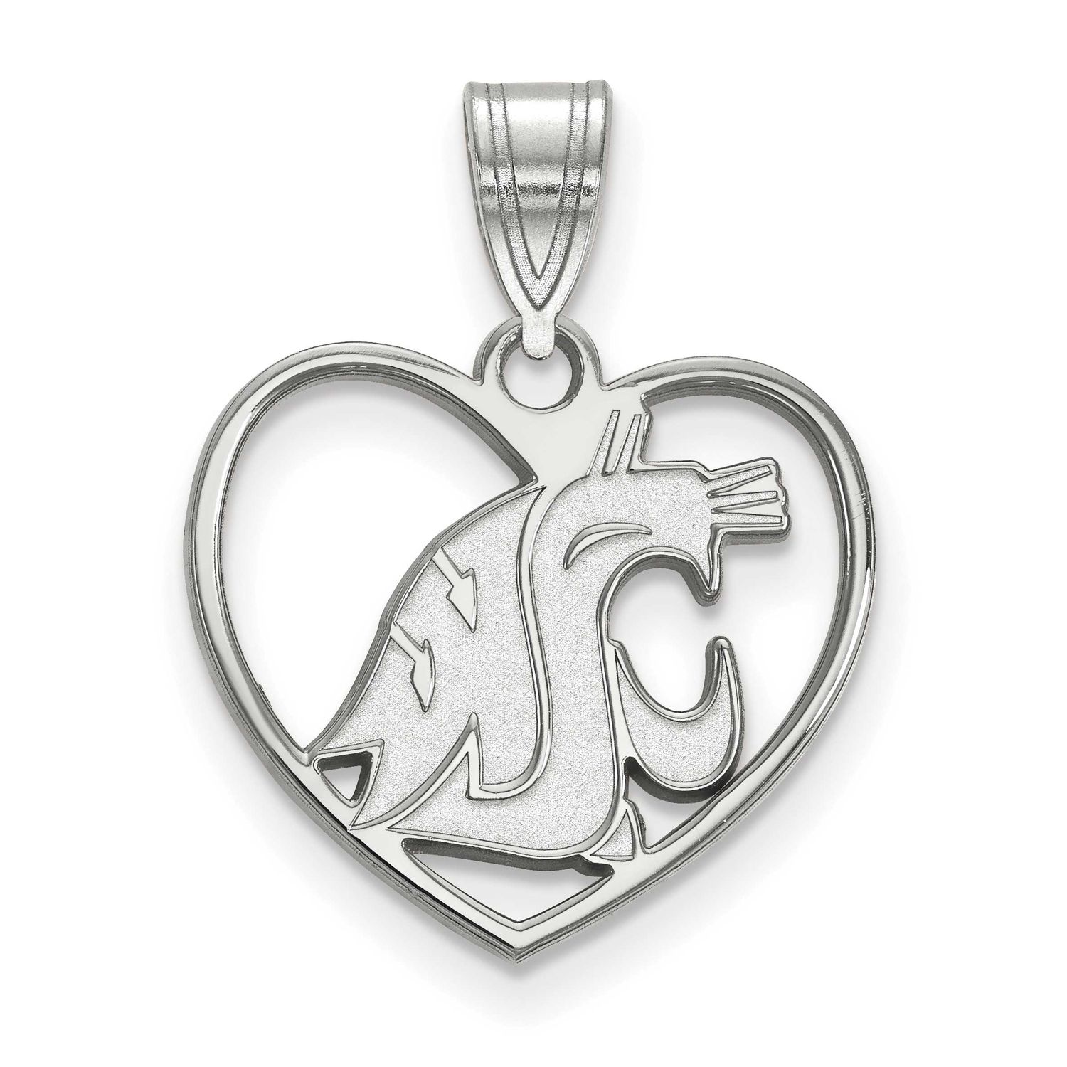 Washington State University Cougar Heart Pendant Sterling Silver Rhodium-plated SS015WAS, UPC: 8867…
