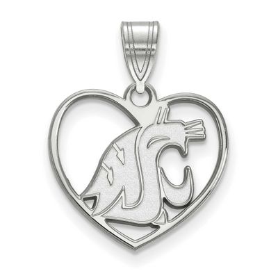 Washington State University Cougar Heart Pendant Sterling Silver Rhodium-plated SS015WAS, UPC: 8867…