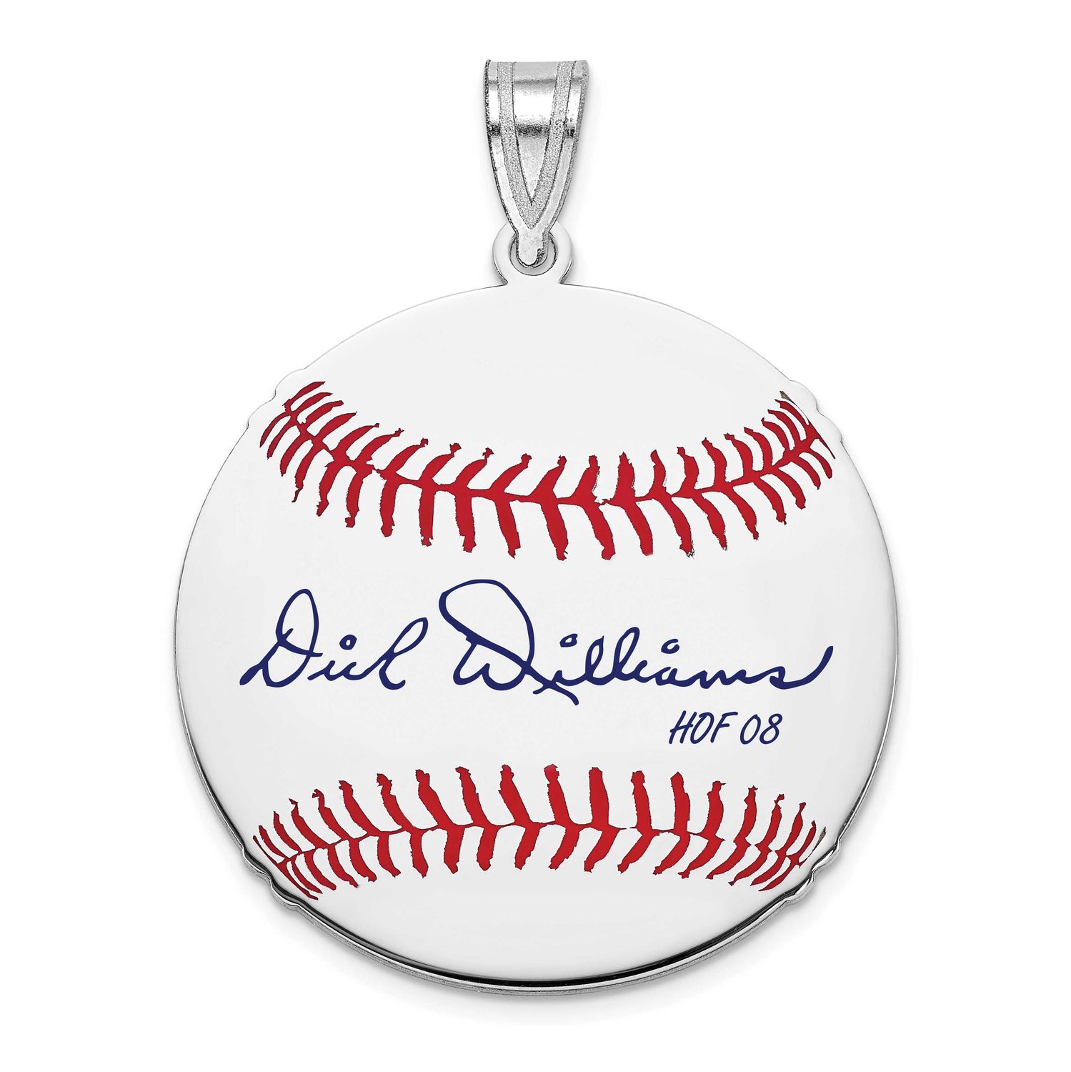 Dick Williams Hall of Fame Signature Medium Epoxy Baseball Pendant Sterling Silver SSHF10DW08, UPC: