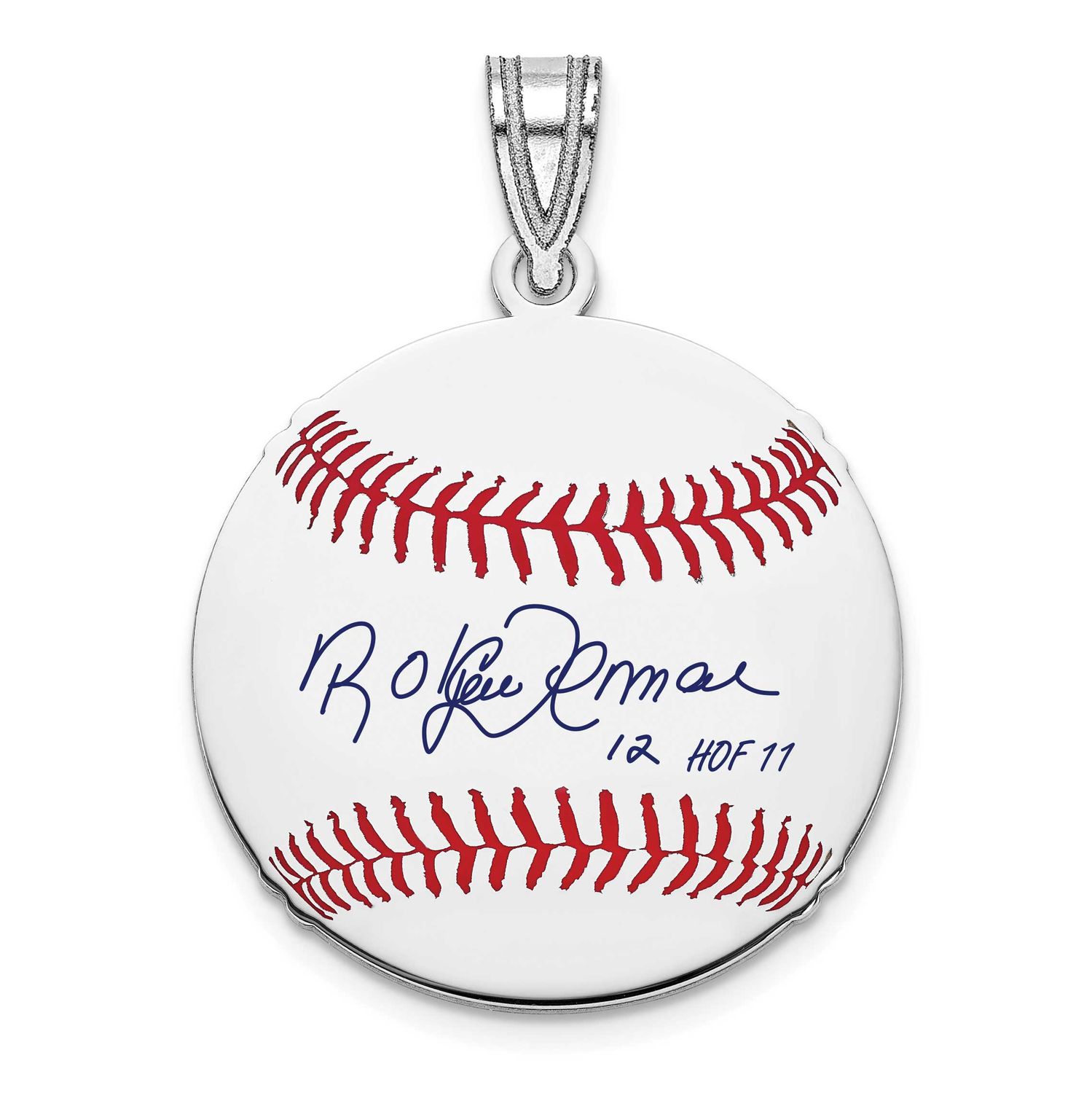 Roberto Alomar Hall of Fame Signature Small Epoxy Baseball Pendant Sterling Silver SSHF11RA11, UPC: