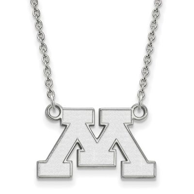 University of Minnesota Letter M Small Pendant 18 Inch Necklace 14k White Gold 4W011UMN-18, UPC: 88…