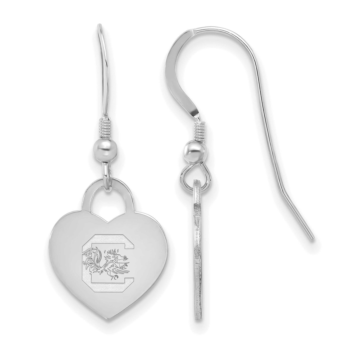 University of South Carolina Heart Dangle Earrings Sterling Silver Rhodium-plated SS128USO, UPC: 19…