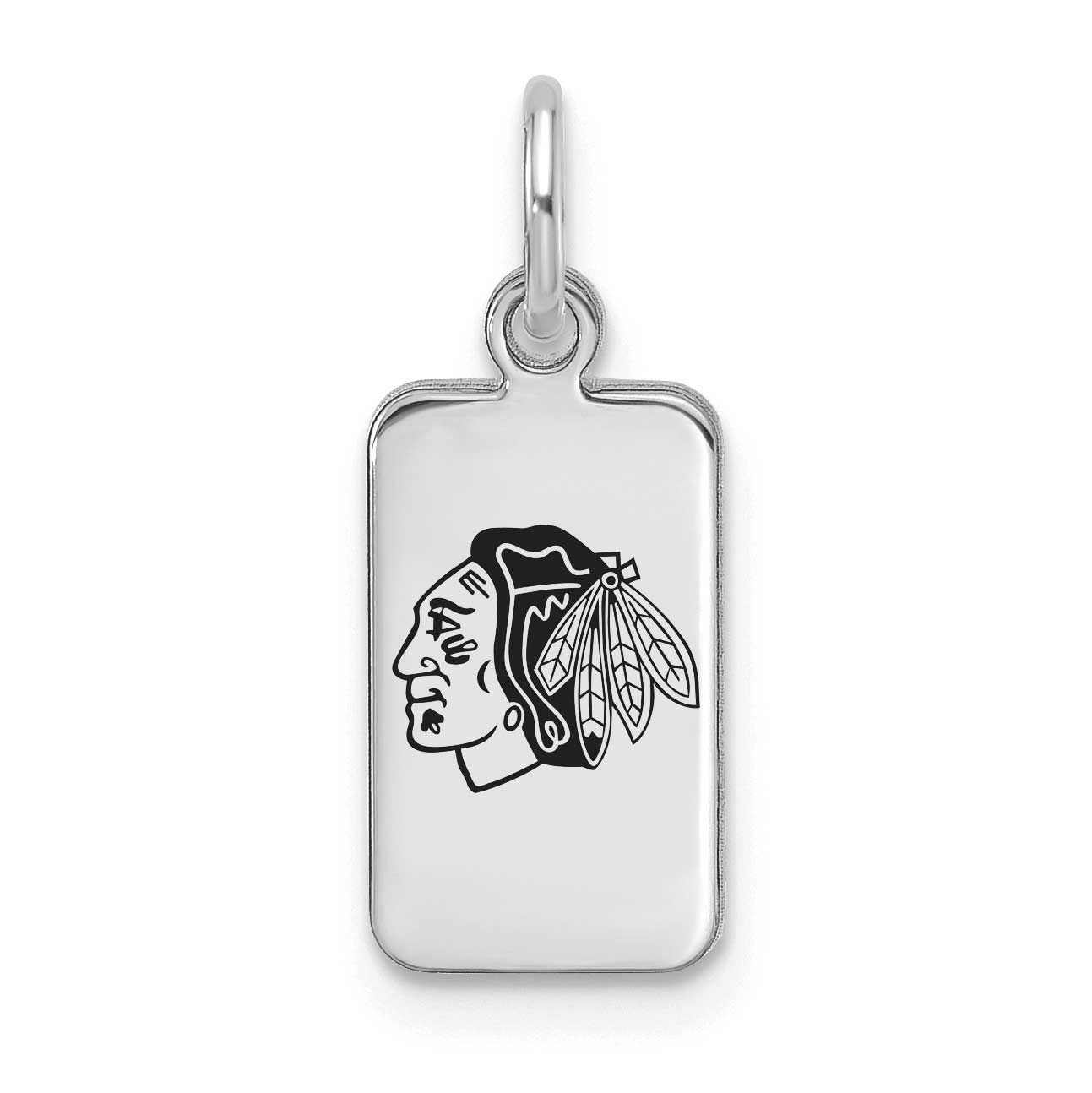 NHL Chicago Blackhawks Enamel Tag Pendant Sterling Silver Rhodium-plated SS126BLA, UPC: 196904184677