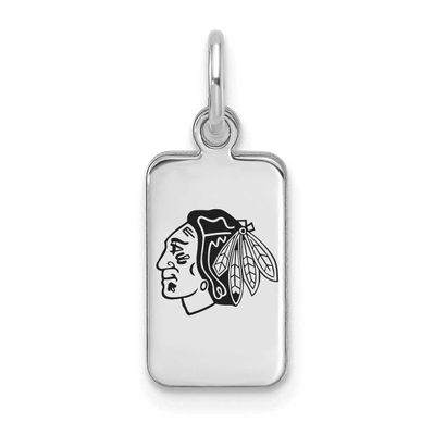 NHL Chicago Blackhawks Enamel Tag Pendant Sterling Silver Rhodium-plated SS126BLA, UPC: 196904184677
