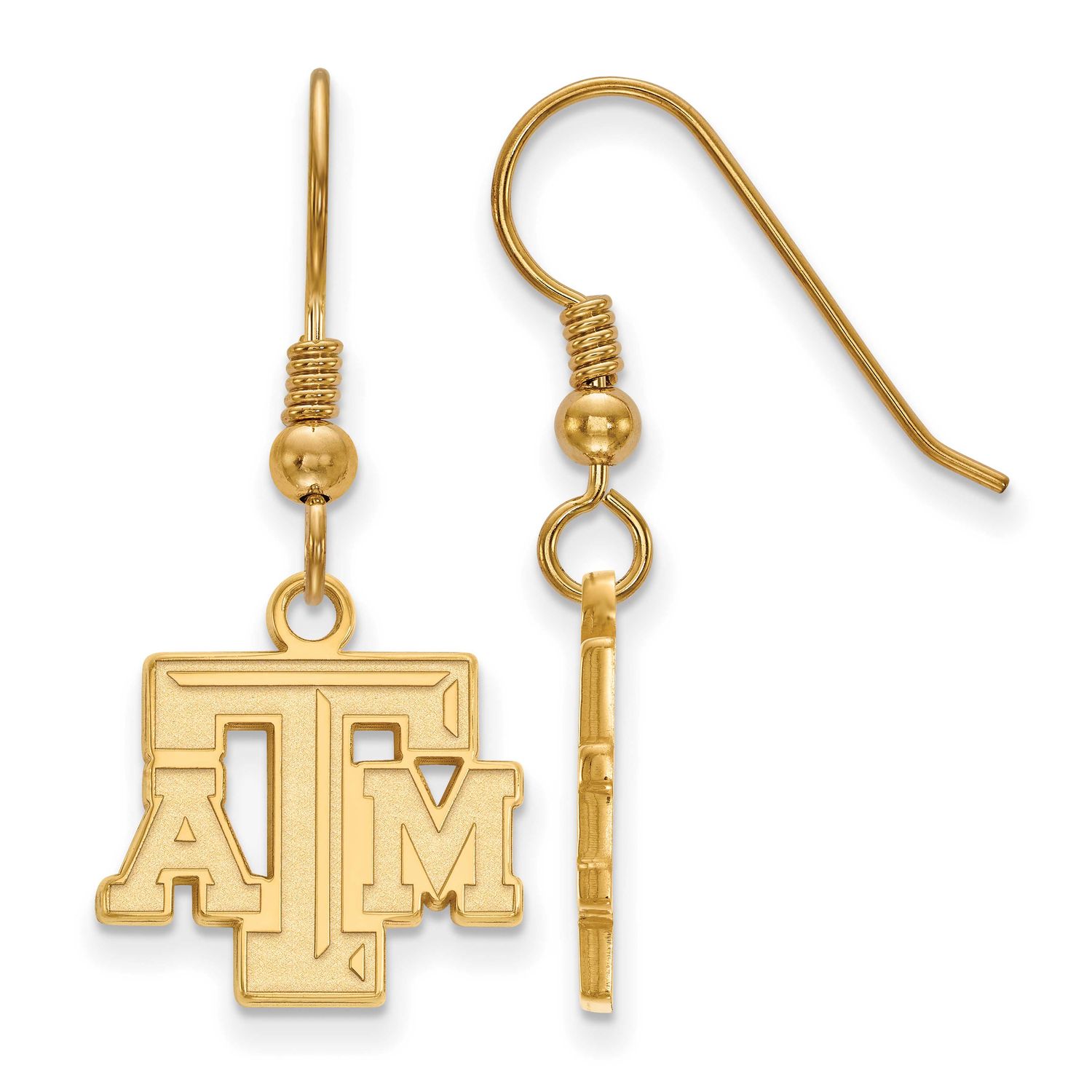 Texas A And M University T-A-M Small Dangle Wire Earrings Gold-plated Sterling Silver GP007TAM, UPC…