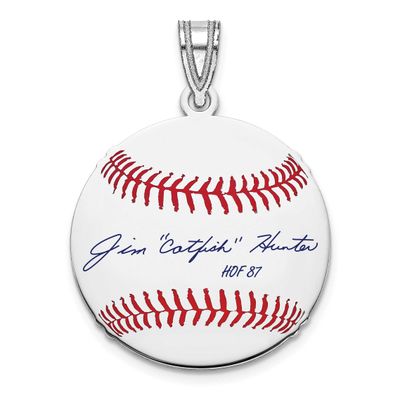 Catfish Hunter Hall of Fame Signature Small Epoxy Baseball Pendant Sterling Silver SSHF11CH87, UPC: