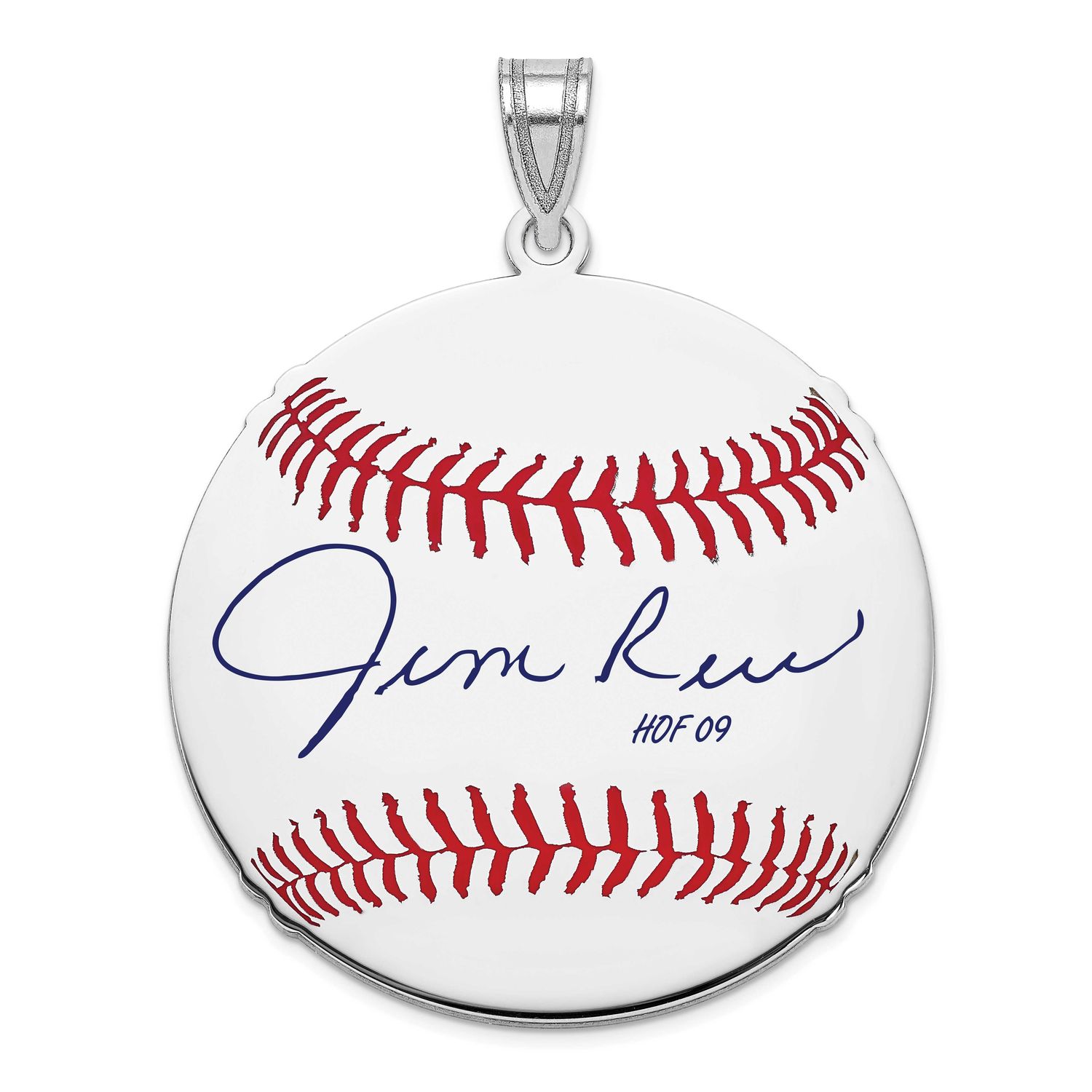Jim Rice Hall of Fame Signature Large Epoxy Baseball Pendant Sterling Silver SSHF02JR09, UPC: