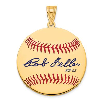 Bob Feller Hall of Fame Signature Medium Epoxy Baseball Pendant 10k Gold 1YHF10BF62, UPC: