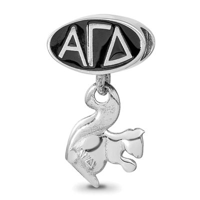 Alpha Gamma Delta Oval with Squirrel Dangle Bead Sterling Silver AGD004BD-SS, UPC: 634401955425