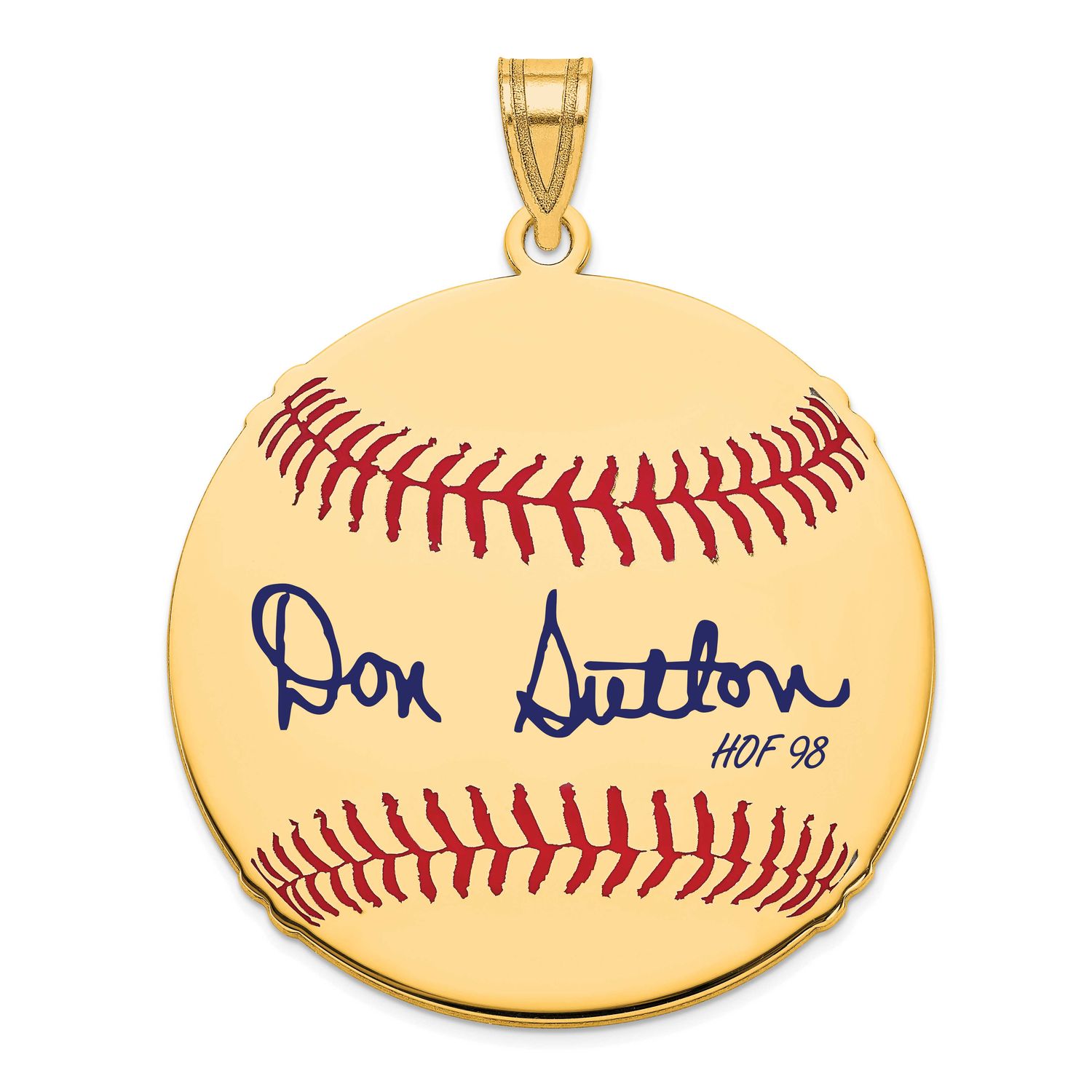 Don Sutton Hall of Fame Signature Large Epoxy Baseball Pendant Gold-plated Sterling Silver GPHF02DS…