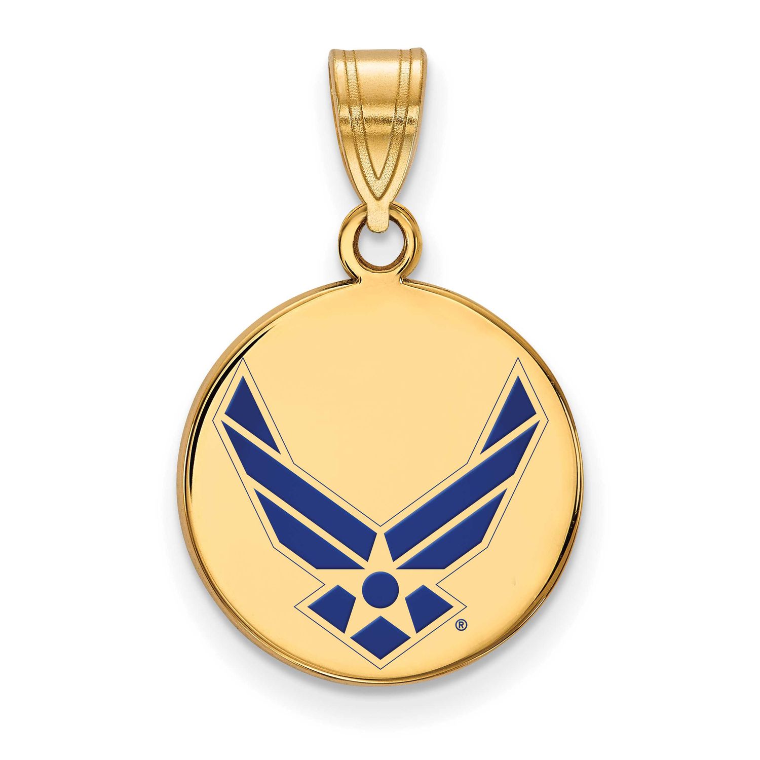 U.S. Air Force Medium Enameled Disc Pendant Gold-plated Sterling Silver GP031USAF, UPC: 191101215179