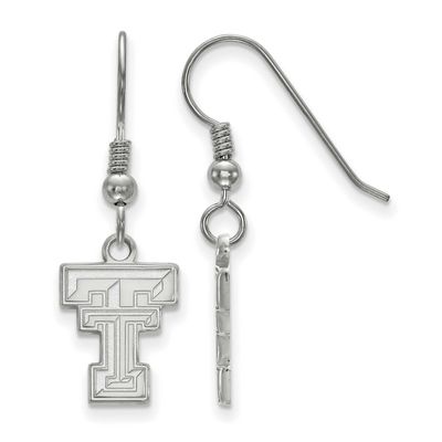 Texas Tech University T-T Small Dangle Wire Earrings Sterling Silver Rhodium-plated SS007TXT, UPC: …