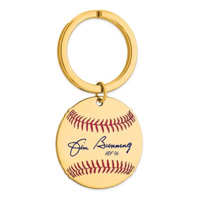 Jim Bunning Hall of Fame Signature Epoxy Baseball Keychain Gold-plated Sterling Silver GPHF03JB96, …