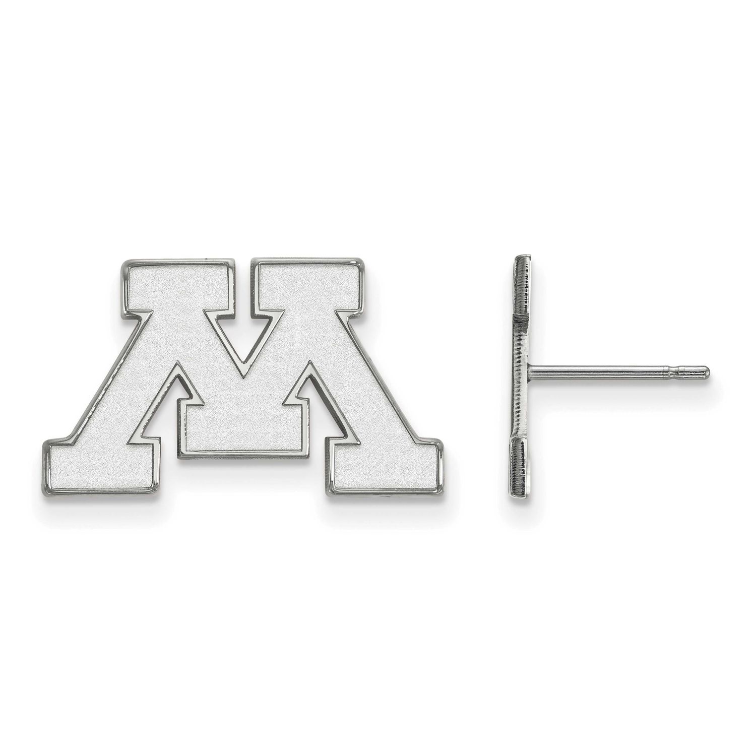 University of Minnesota Letter M Small Post Earrings Sterling Silver Rhodium-plated SS008UMN, UPC: …