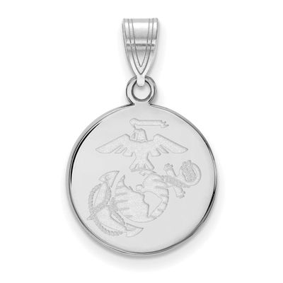 Medium U.S. Marine Corps Disc Pendant 14k White Gold 4W005USMC, UPC: 191101484377