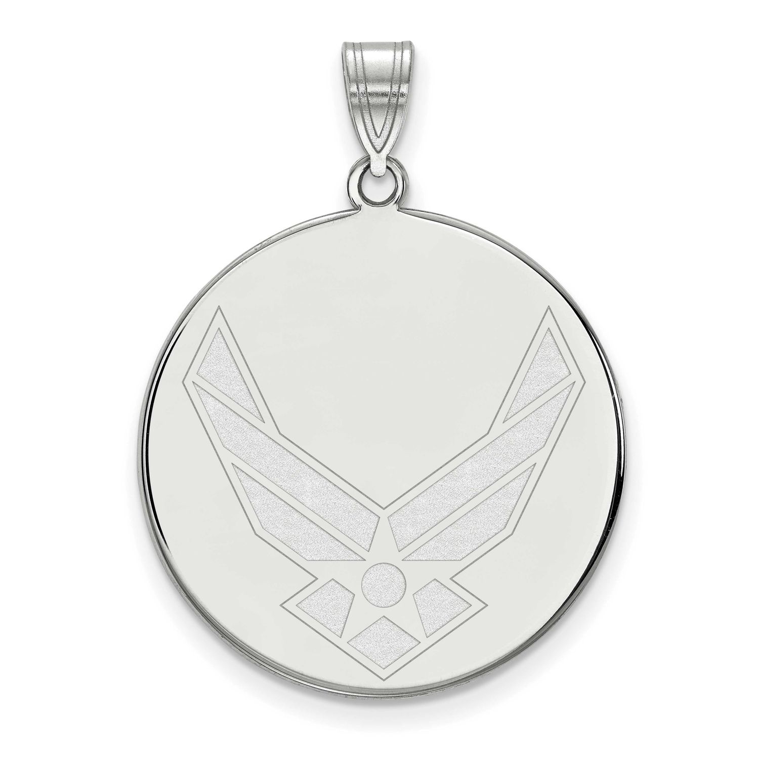 U.S. Air Force Extra Large Disc Pendant Sterling Silver Rhodium-plated SS034USAF, UPC: 191101121708