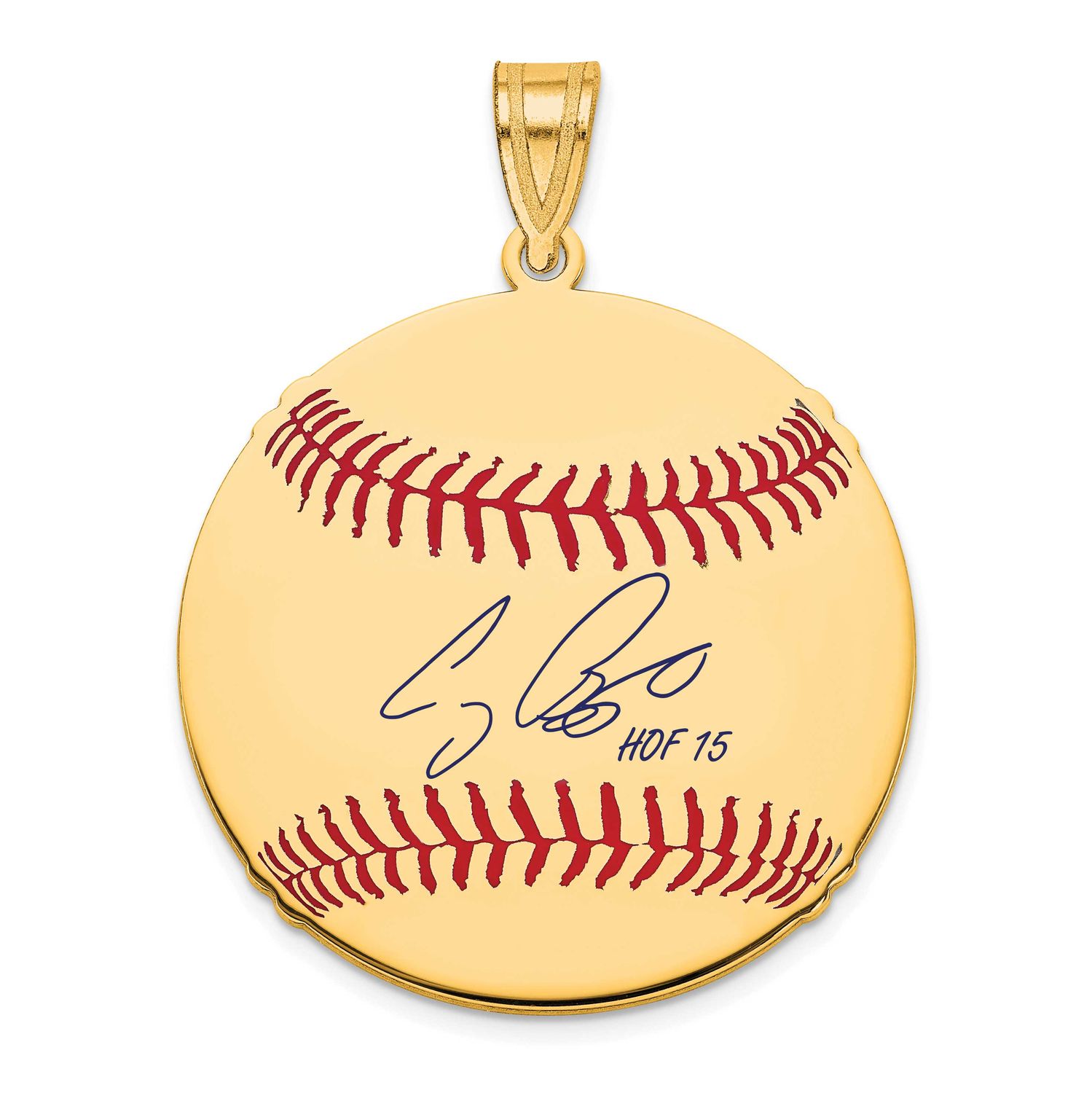 Craig Biggio Hall of Fame Signature Medium Epoxy Baseball Pendant Gold-plated Sterling Silver GPHF1…