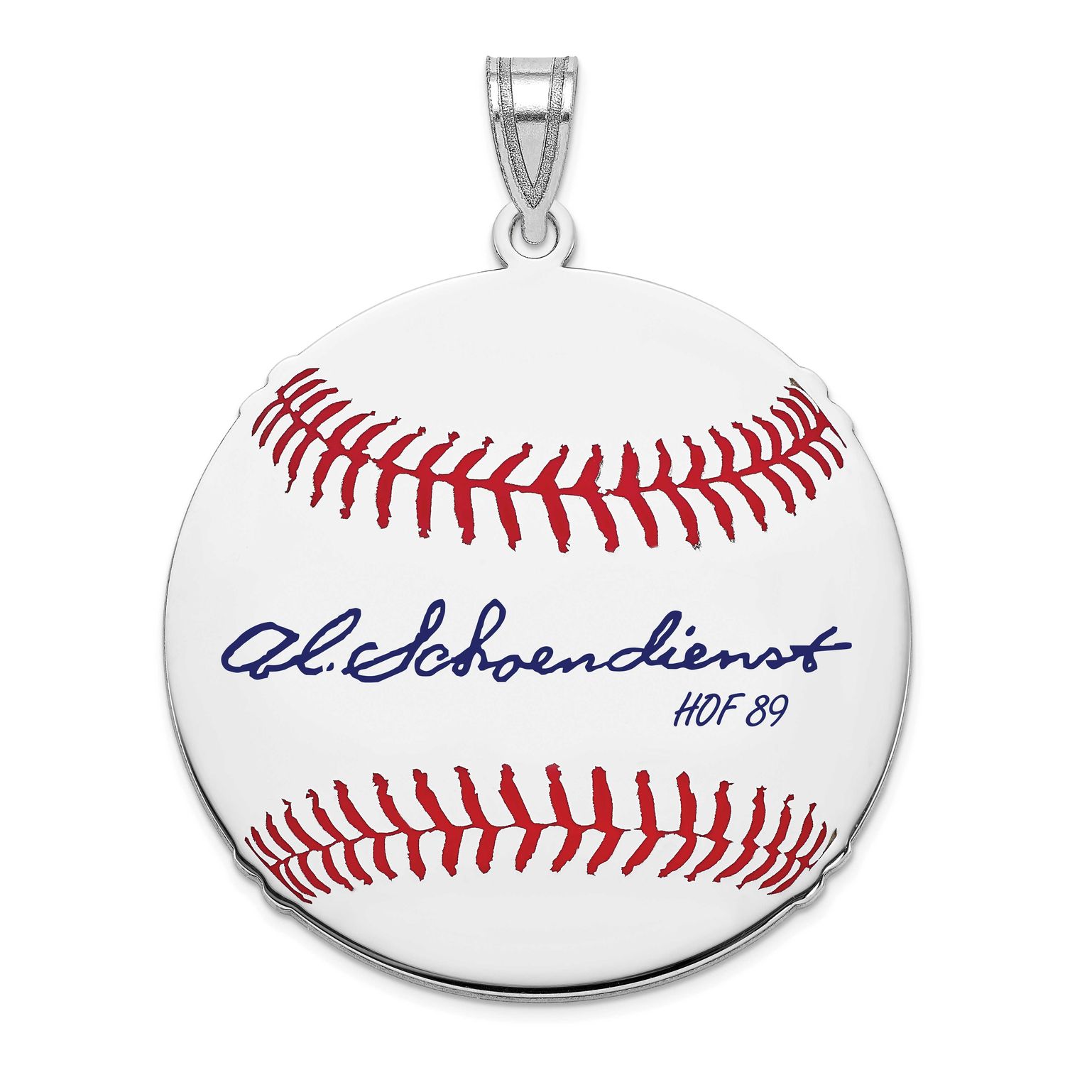 Red Schoendienst Hall of Fame Signature Large Epoxy Baseball Pendant Sterling Silver SSHF02RS89, UP…
