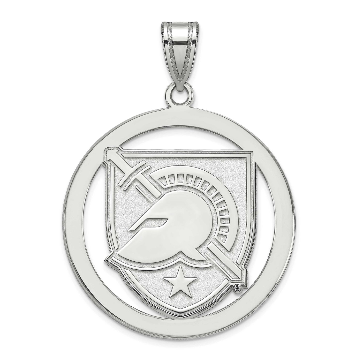 U.S. Military Academy Letter A Extra Large Circle Pendant Sterling Silver Rhodium-plated SS021USMA,…