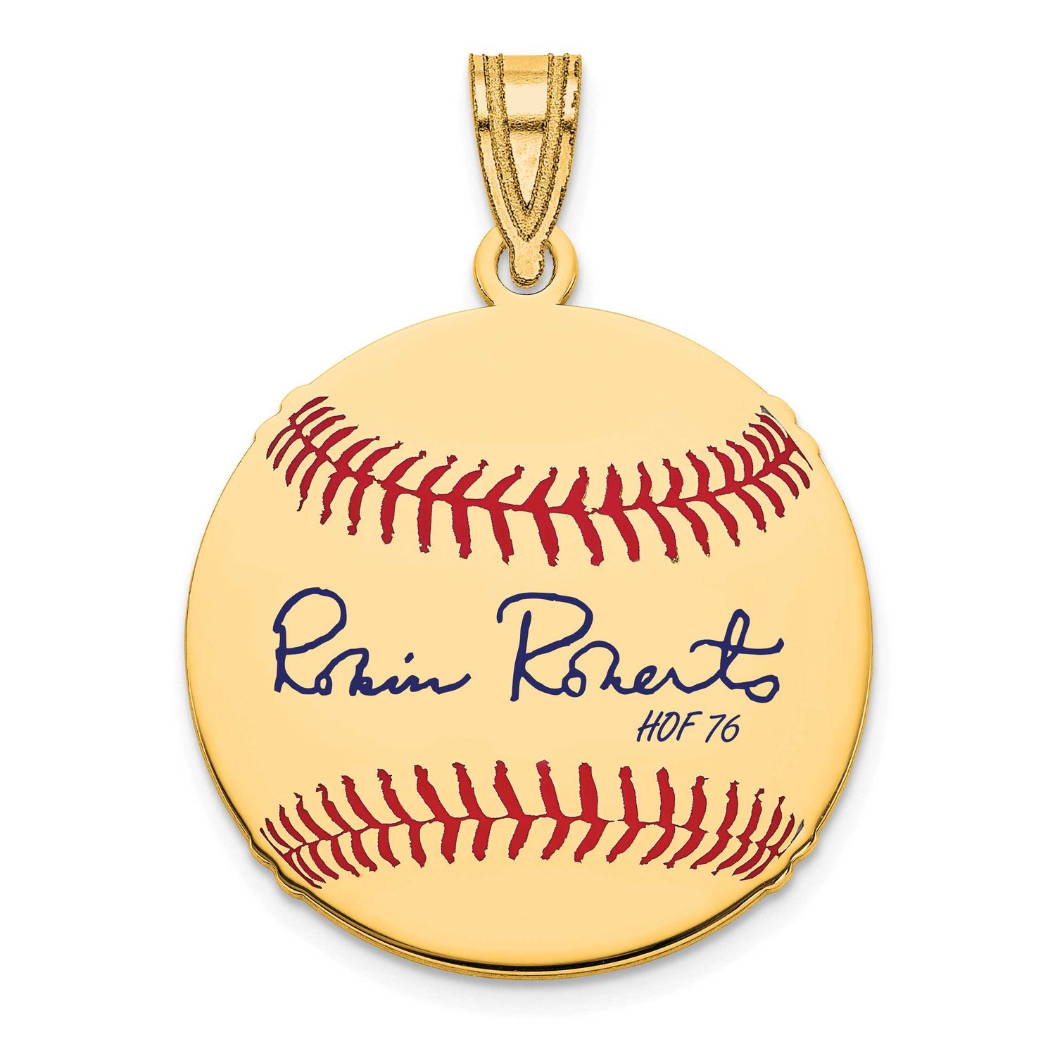 Robin Roberts Hall of Fame Signature Small Epoxy Baseball Pendant 14k Gold 4YHF11RR76, UPC: