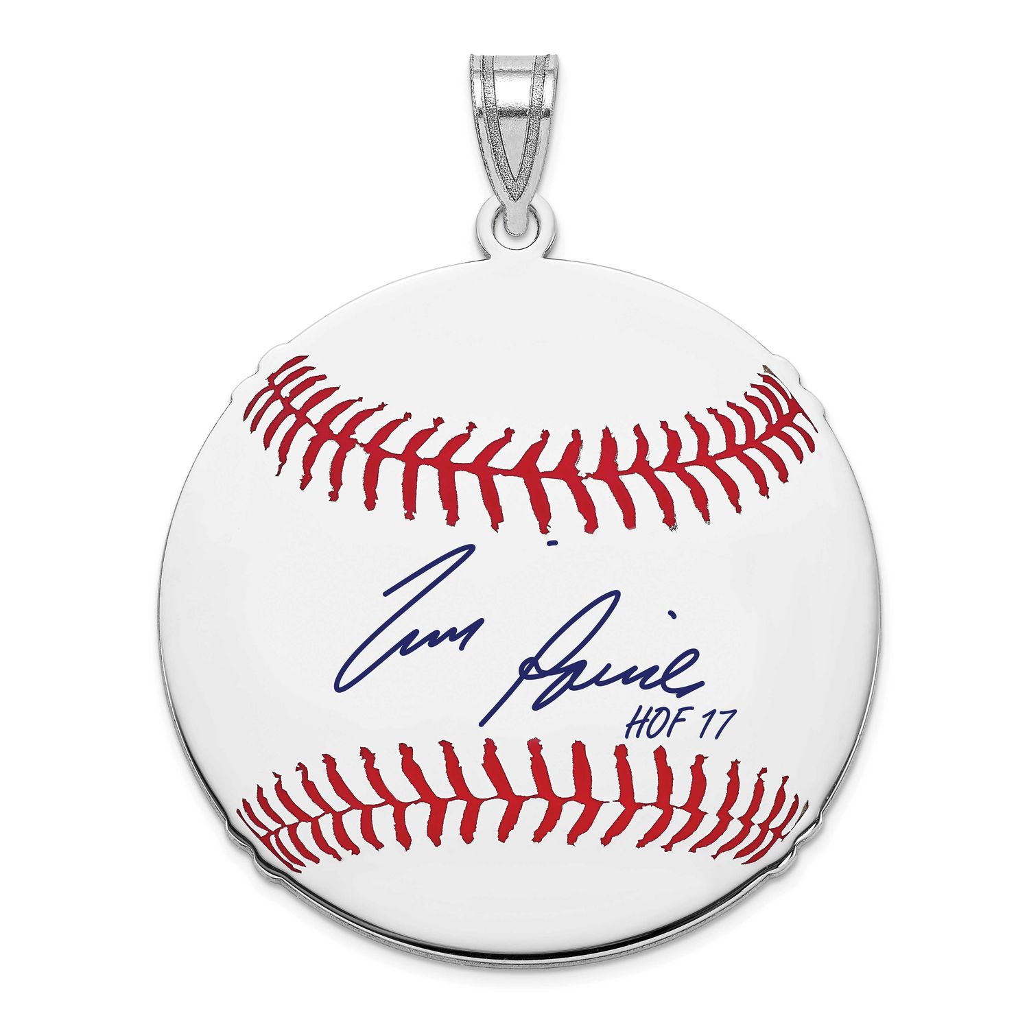 Tim Raines Hall of Fame Signature Large Epoxy Baseball Pendant Sterling Silver SSHF02TR17, UPC: