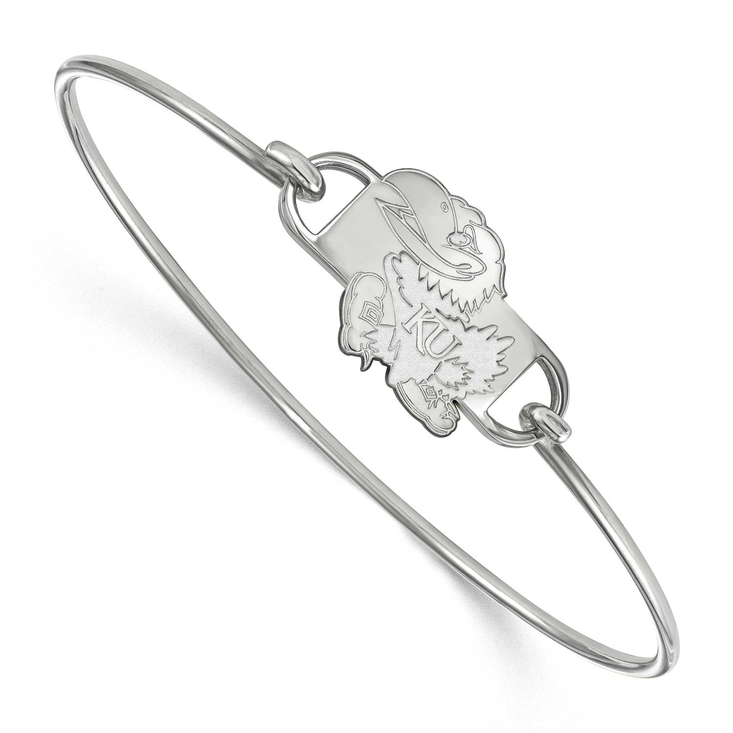 University of Kansas Jayhawk Small Center 7 Inch Wire Bangle Sterling Silver Rhodium-plated SS018UK…
