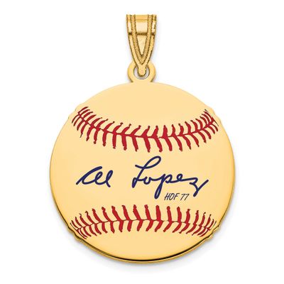 Al Lopez Hall of Fame Signature Small Epoxy Baseball Pendant 10k Gold 1YHF11AL77, UPC: