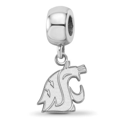 Washington State University Cougar Extra Small Dangle Bead Charm Sterling Silver Rhodium-plated SS0…