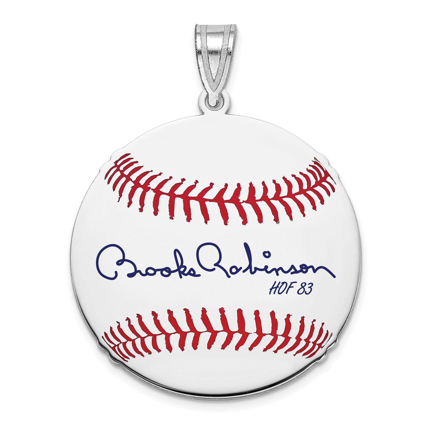 Brooks Robinson Hall of Fame Signature Medium Epoxy Baseball Pendant Sterling Silver SSHF10BR83, UP…
