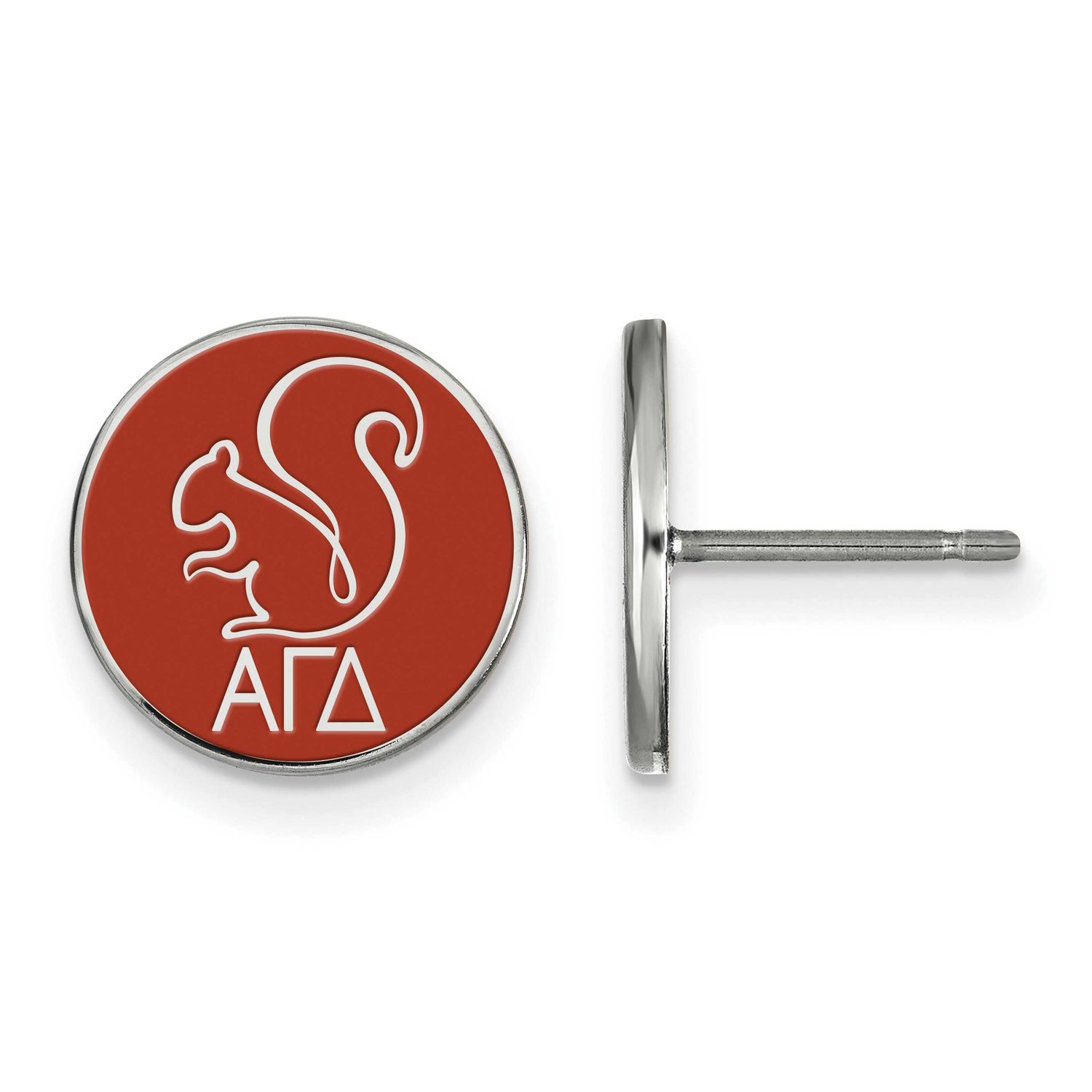 Alpha Gamma Delta Enameled Post Earrings Sterling Silver Rhodium-plated SS046AGD, UPC: 886774609928