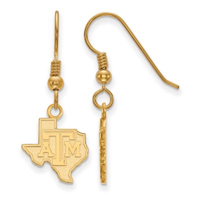 Texas A And M University State Outline Small Dangle Wire Earrings Gold-plated Sterling Silver GP045…