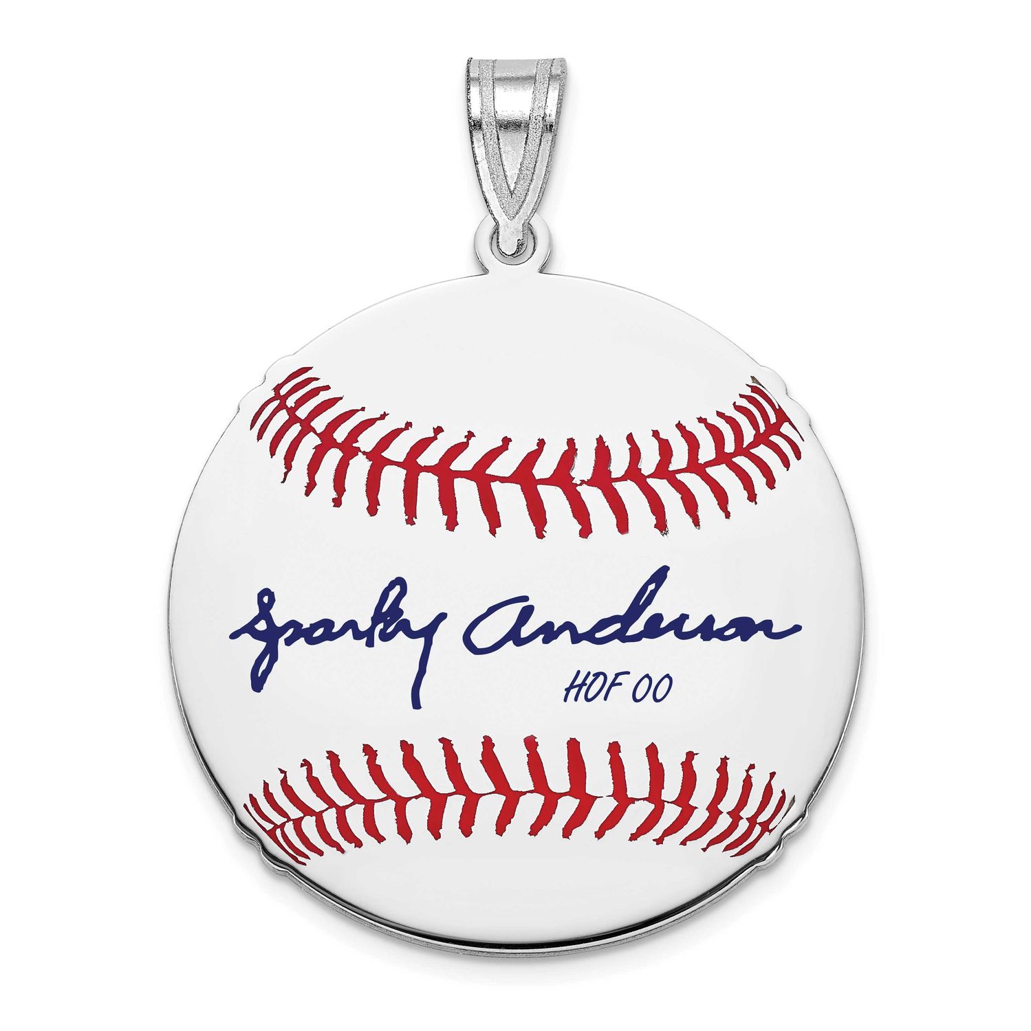 Sparky Anderson Hall of Fame Signature Medium Epoxy Baseball Pendant Sterling Silver SSHF10SA00, UP…