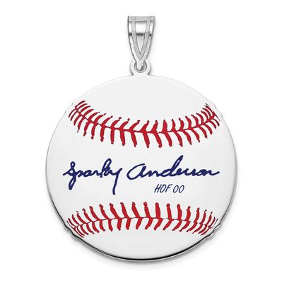 Sparky Anderson Hall of Fame Signature Medium Epoxy Baseball Pendant Sterling Silver SSHF10SA00, UP…