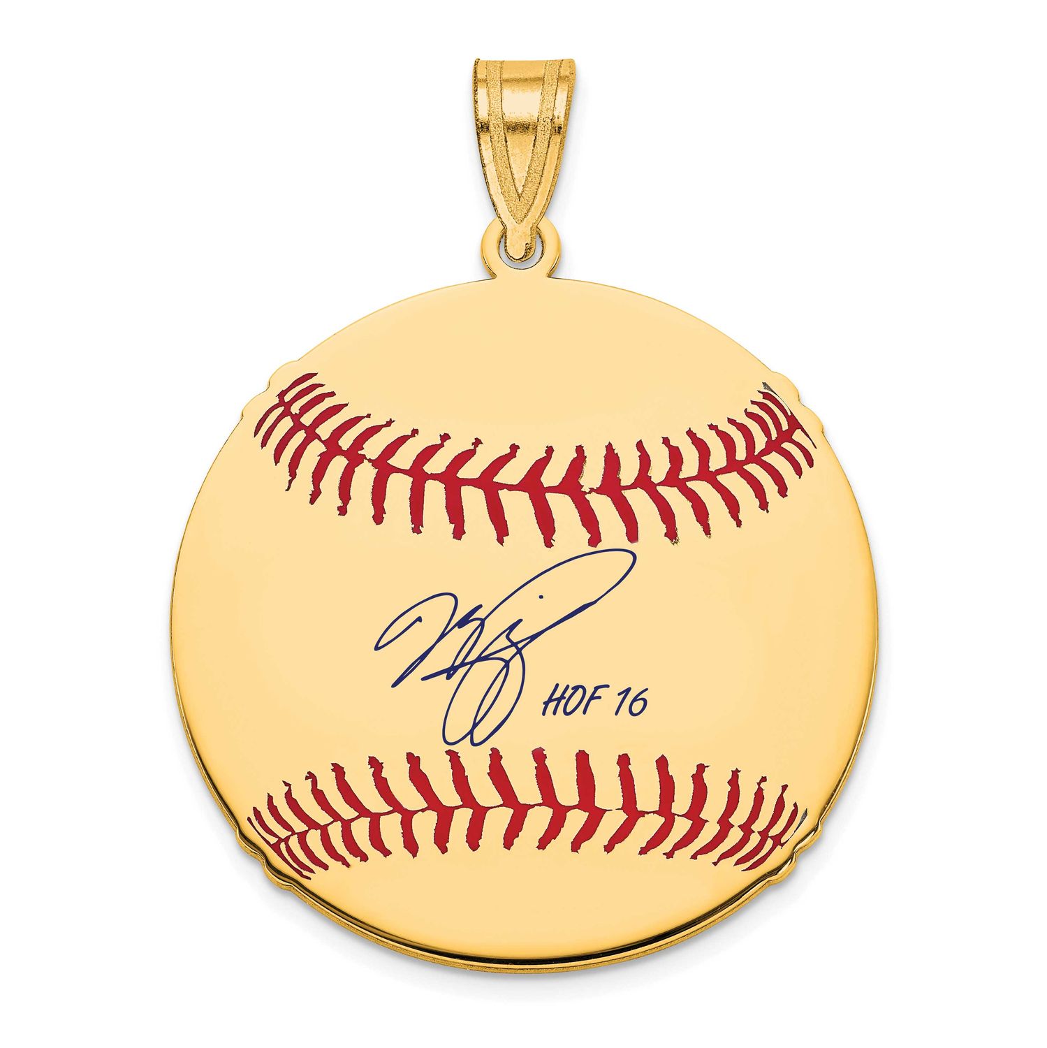 Mike Piazza Hall of Fame Signature Medium Epoxy Baseball Pendant 10k Gold 1YHF10MP16, UPC: