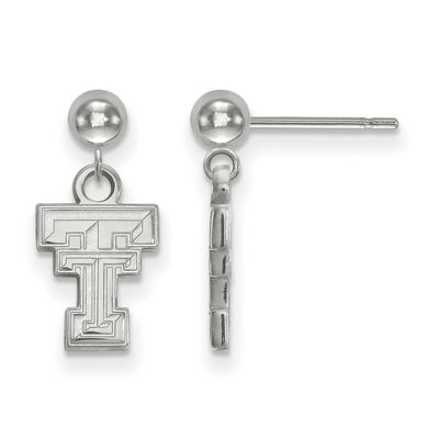 Texas Tech University T-T Dangle Ball Post Earrings Sterling Silver Rhodium-plated SS010TXT, UPC: 8…