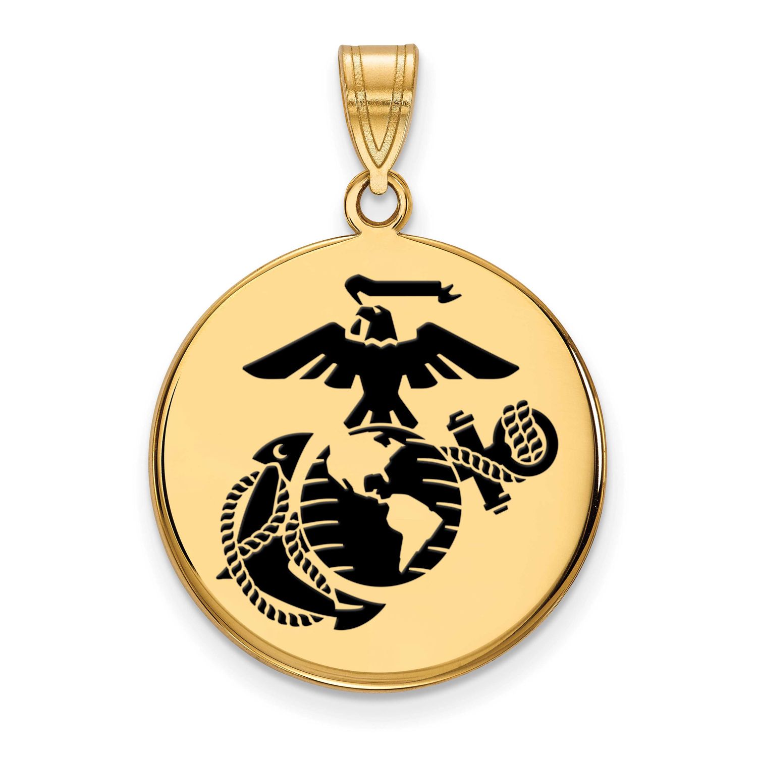 Large U.S. Marine Corps Epoxied Disc Pendant Gold-plated Sterling Silver GP023USMC, UPC: 1911014841…