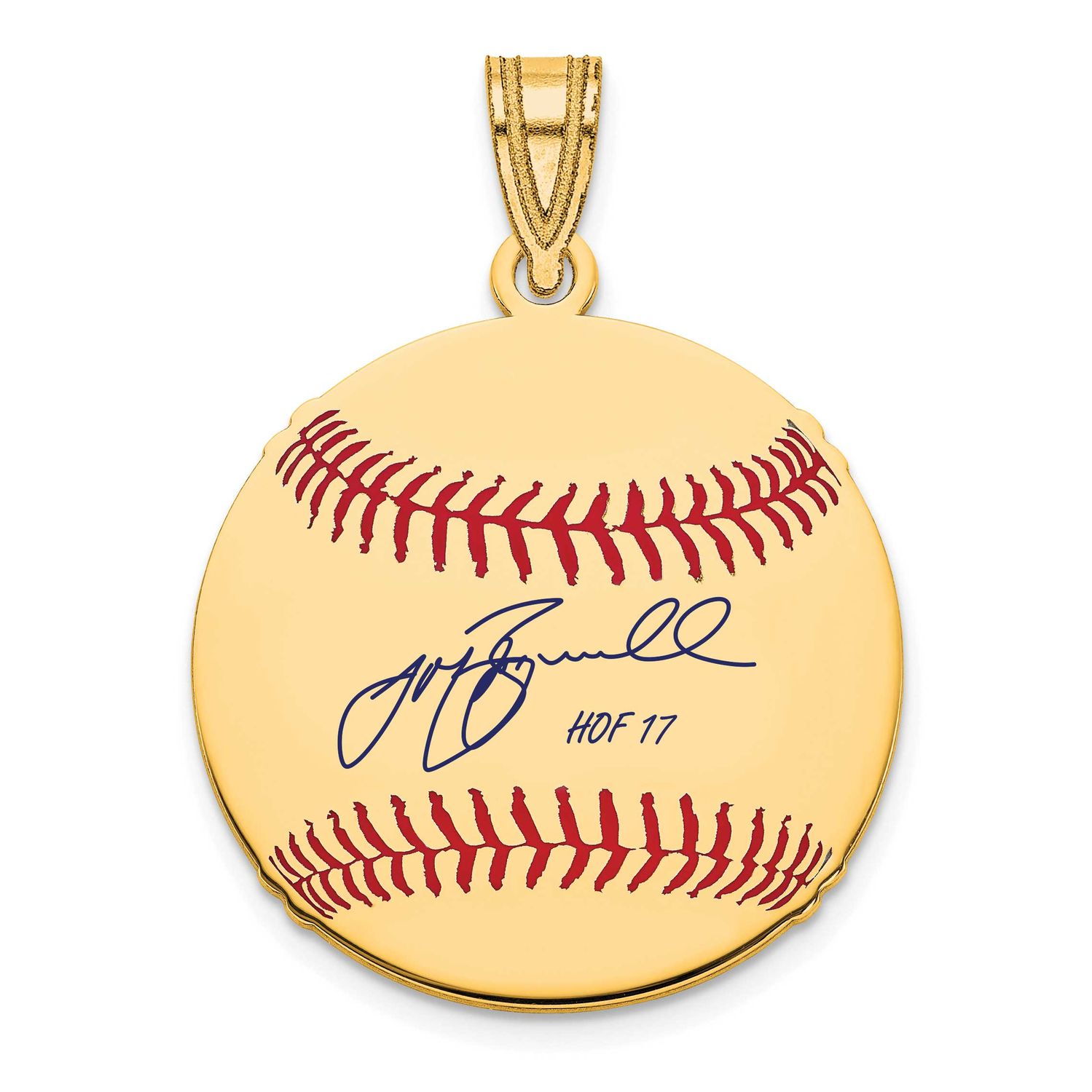 Jeff Bagwell Hall of Fame Signature Small Epoxy Baseball Pendant Gold-plated Sterling Silver GPHF11…