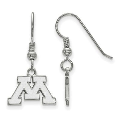 University of Minnesota Letter M Extra Small Dangle Wire Earrings Sterling Silver Rhodium-plated SS…
