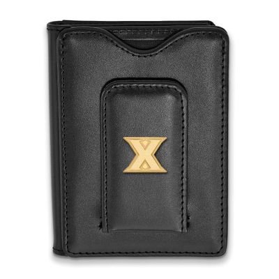 Xavier University Black Leather Wallet Gold-plated Sterling Silver GP014XU-W1, UPC: 191101215551