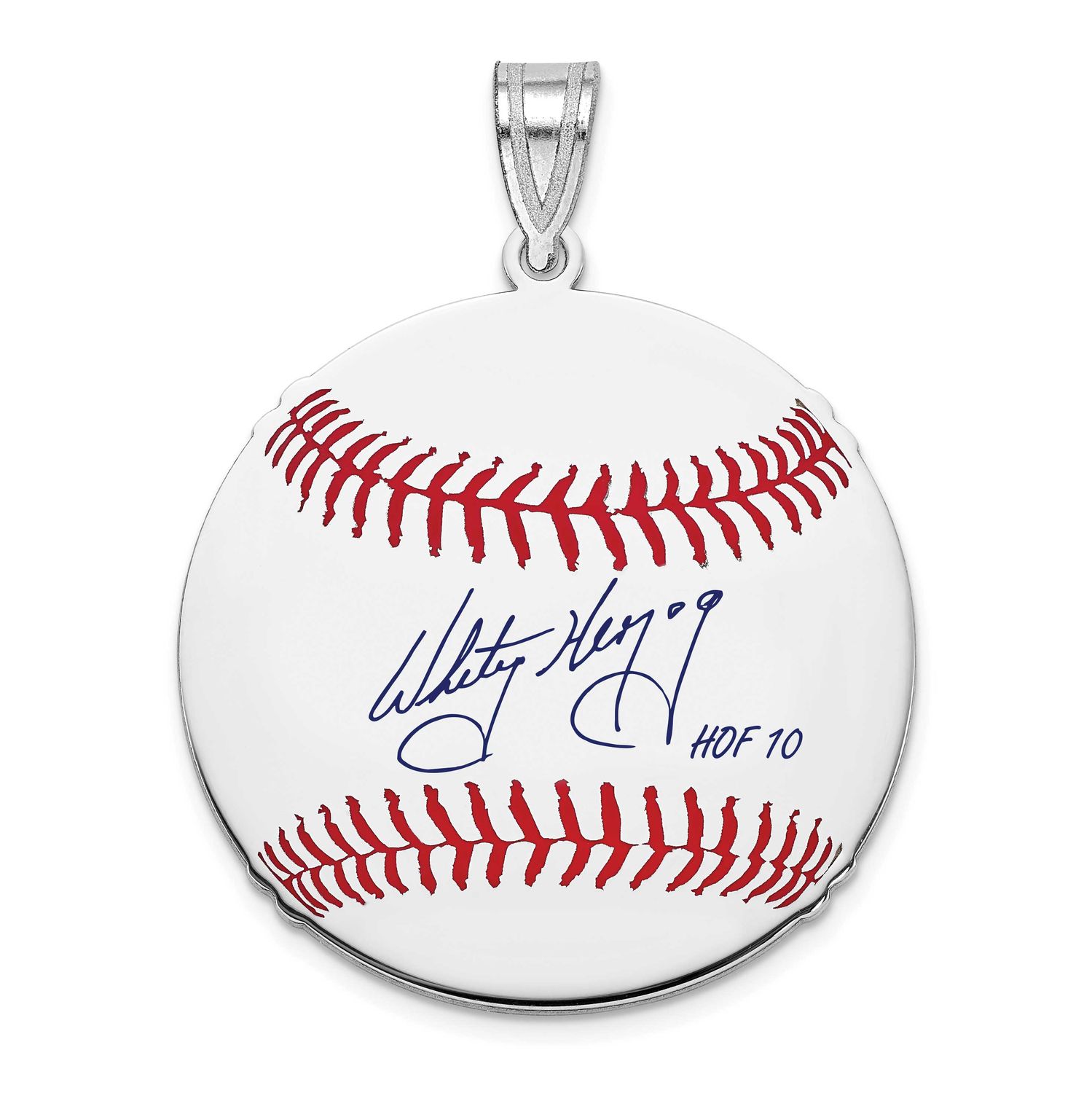 Whitey Herzog Hall of Fame Signature Medium Epoxy Baseball Pendant Sterling Silver SSHF10WH10, UPC: