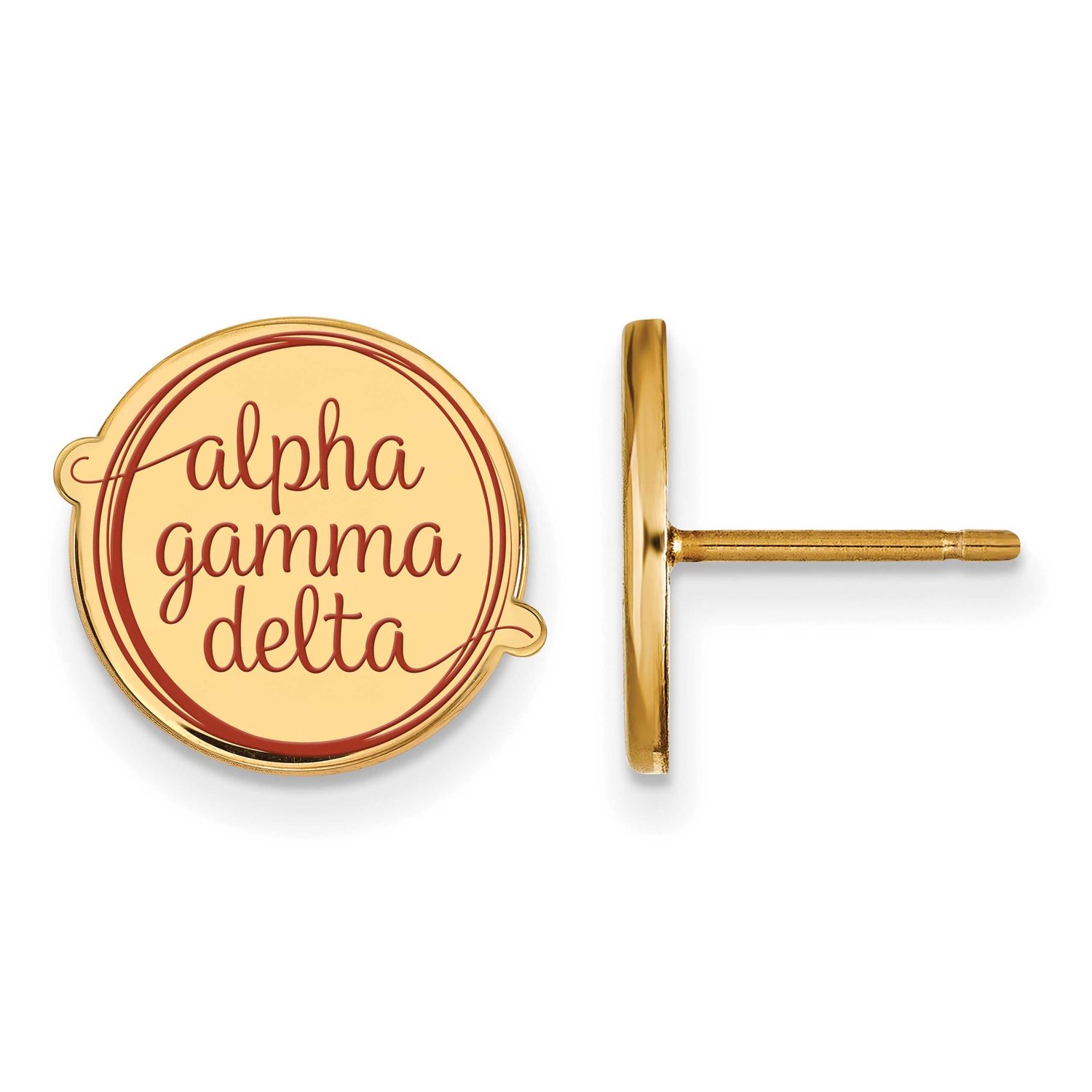 Alpha Gamma Delta Enameled Post Earrings Gold-plated Sterling Silver GP019AGD, UPC: 886774923321