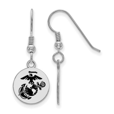 U.S. Marine Corps Epoxied Disc Dangle Earrings Sterling Silver Rhodium-plated SS032USMC, UPC: 19110…