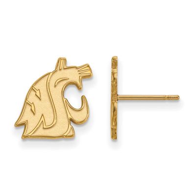 Washington State University Cougar Small Post Earrings Gold-plated Sterling Silver GP006WAS, UPC: 8…