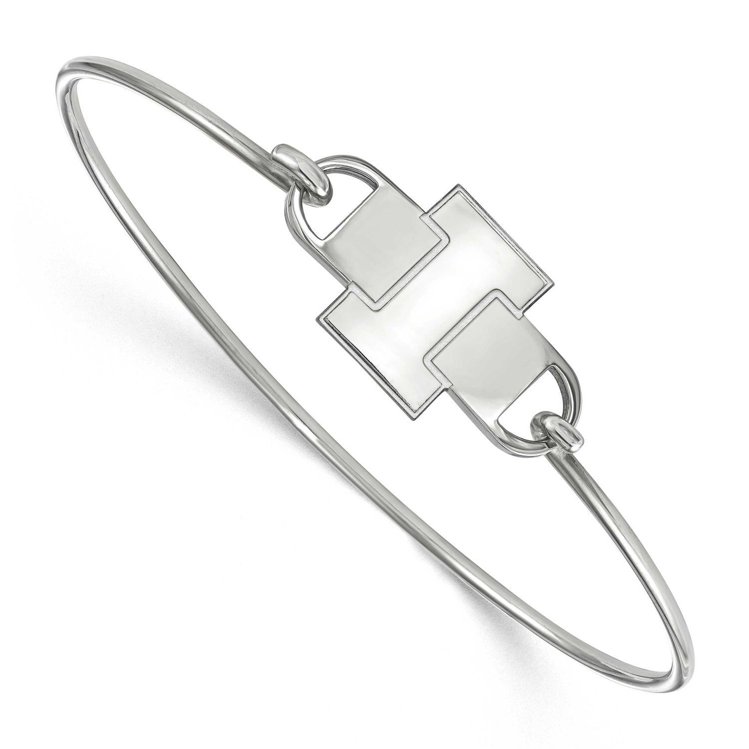 University of Illinois Letter I Small Center 7 Inch Wire Bangle Sterling Silver Rhodium-plated SS02…