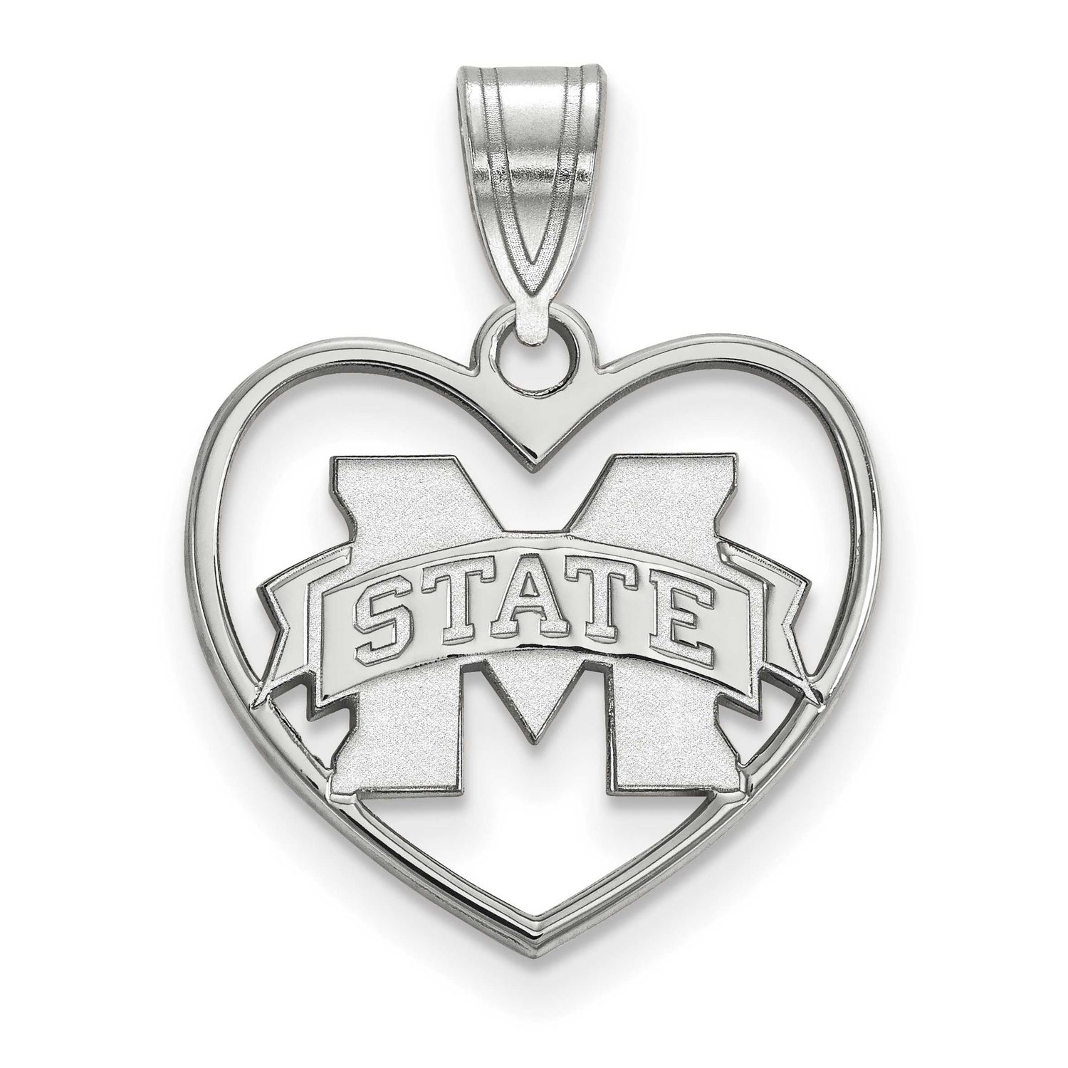 Mississippi State University Pendant In Heart Sterling Silver Rhodium-plated SS017MSS, UPC: 8867746…