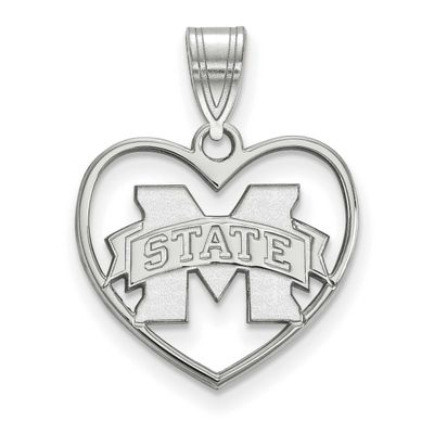 Mississippi State University Pendant In Heart Sterling Silver Rhodium-plated SS017MSS, UPC: 8867746…
