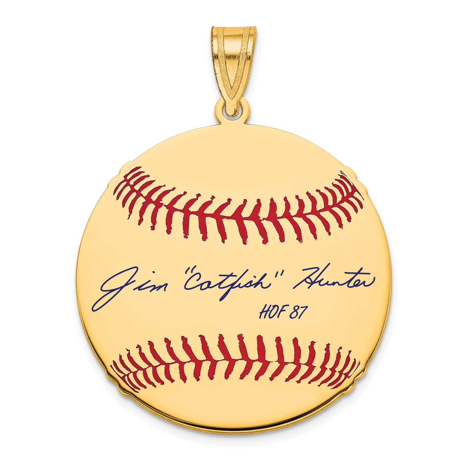 Catfish Hunter Hall of Fame Signature Medium Epoxy Baseball Pendant 14k Gold 4YHF10CH87, UPC: