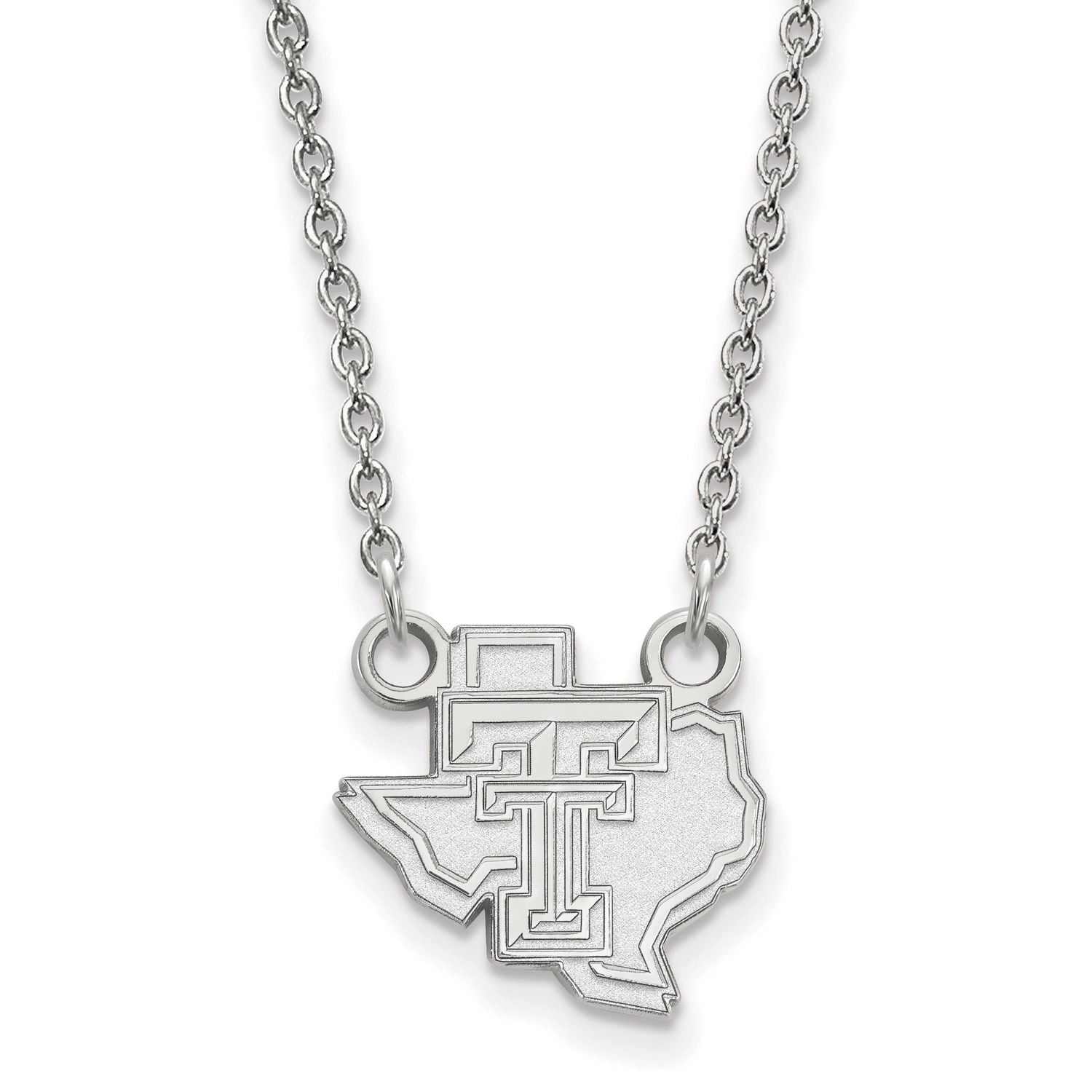 Texas Tech University State Outline Small Pendant 18 Inch Necklace 10k White Gold 1W054TXT-18, UPC:…