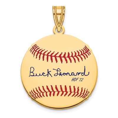 Buck Leonard Hall of Fame Signature Small Epoxy Baseball Pendant Gold-plated Sterling Silver GPHF11…
