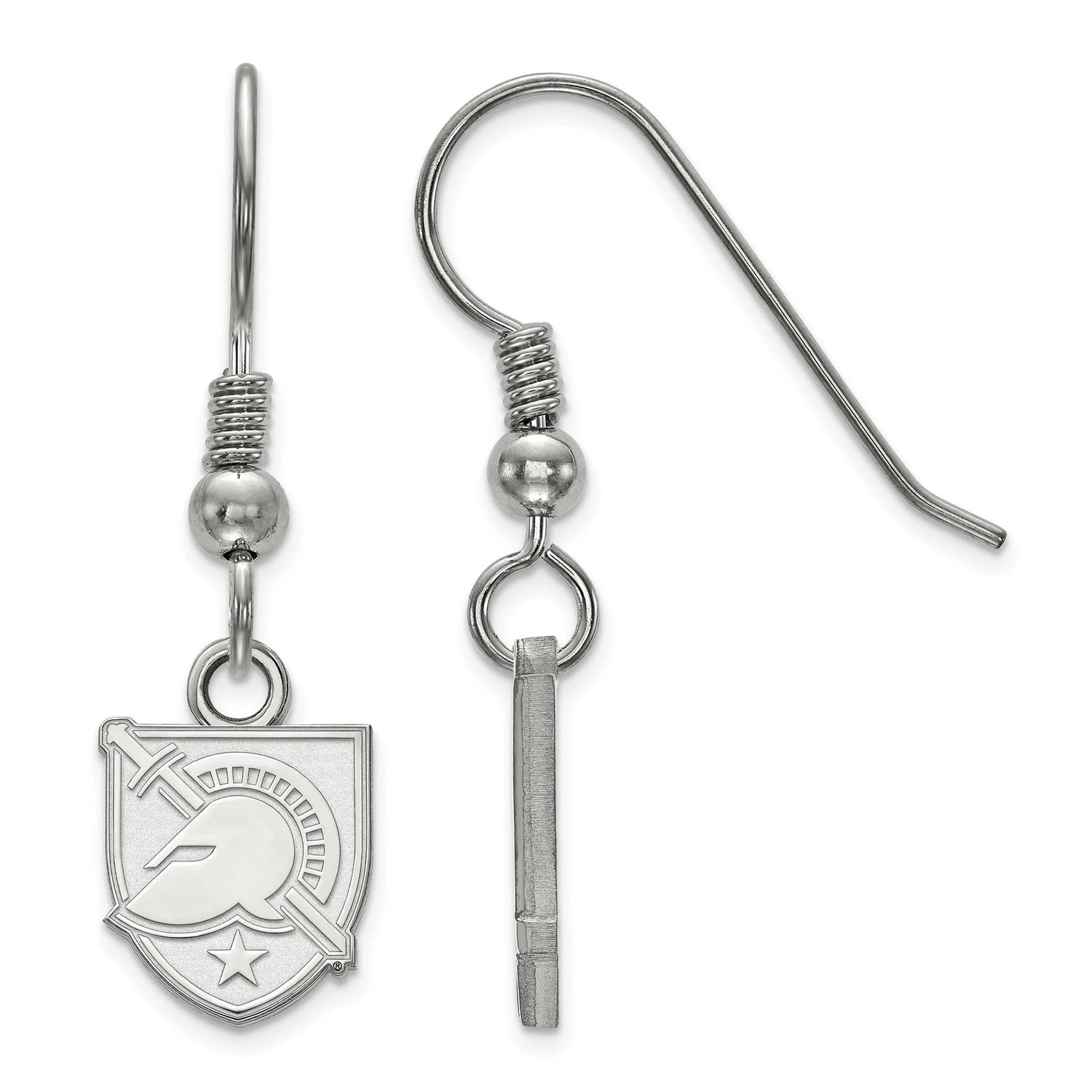 U.S. Military Academy Letter A Extra Small Dangle Wire Earrings Sterling Silver Rhodium-plated SS00…